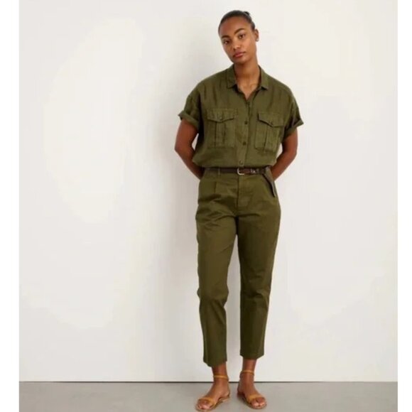 Alex Mill NWOT Twill Green Pleated Boy Chino Pants Sz 8 - Picture 1 of 6